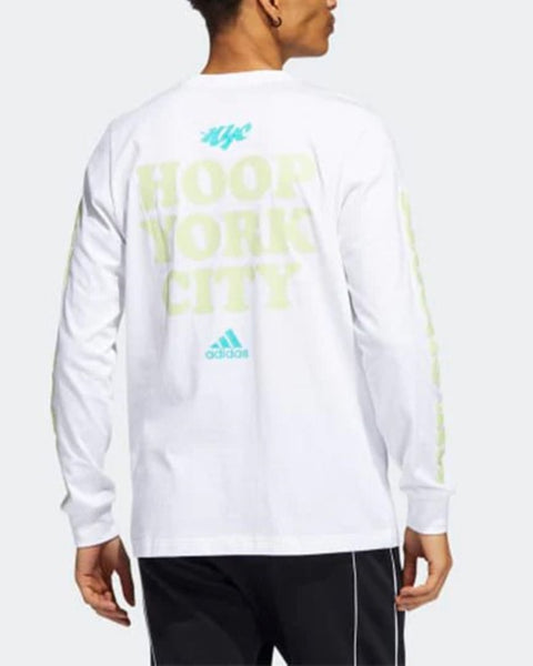 Adidas Mens Hyc Long Sleeve Graphic Tee White