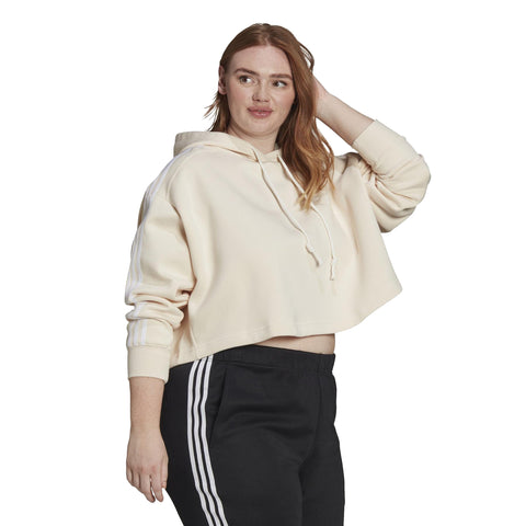 adidas Originals Women's Adicolor Classics Cropped Pullover Hoodie, Plus Sizes, Wonder White
