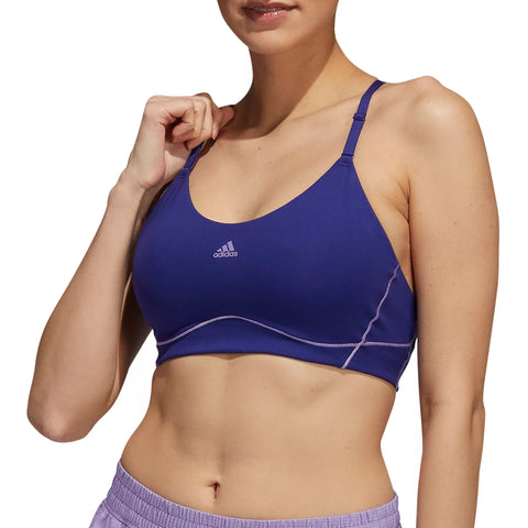 adidas Women's Pop Stitch Medium Support Sports Workout Bra, Legacy Indigo