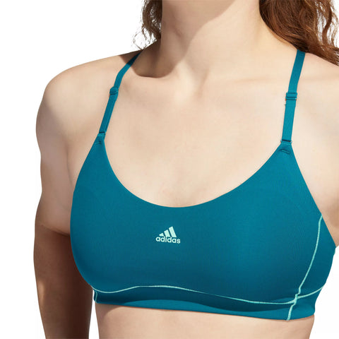 adidas Women's Pop Stitch Medium Support Sports Workout Bra, Legacy Teal