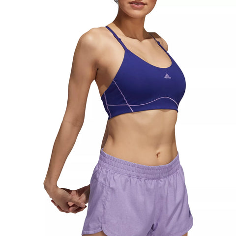 adidas Women's Pop Stitch Medium Support Sports Workout Bra, Legacy Indigo