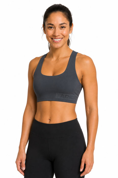 adidas Womens Banded Medium Support Workout Sports Bra, Cup Size D-DD, Grey