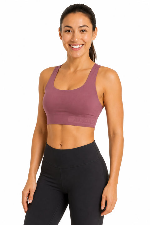 adidas Womens Banded Medium Support Workout Sports Bra, Cup Size D-DD, Quiet Crimson