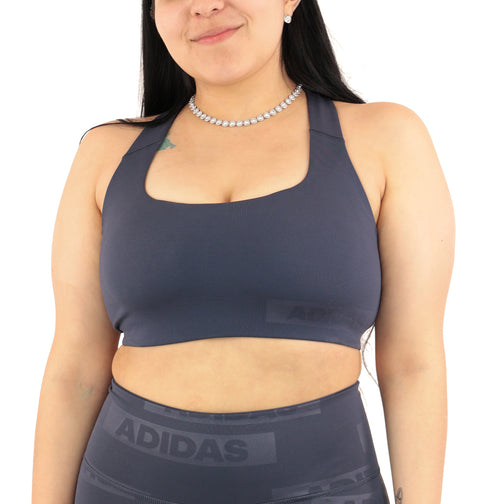 adidas Womens Banded Medium Support Workout Sports Bra, Cup Size D-DD, Grey