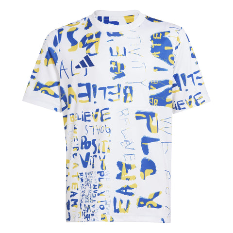 adidas Boy's MLS Kick Childhood Cancer Pre-Match Jersey, White/Collegiate Royal
