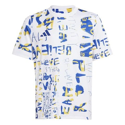 adidas Boy's MLS Kick Childhood Cancer Pre-Match Jersey, White/Collegiate Royal