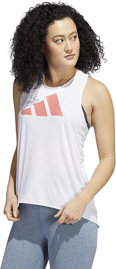 Adidas Womens 3-Stripes Logo Tank Top White/Semi Turbo