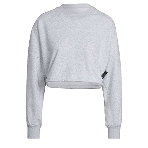 adidas Women's Studio Lounge Summer Crew, Light Grey Heather