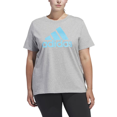 adidas Women's Plus Sizes Amplifier Short Sleeve Badge of Sport Tee, Medium Grey Heather