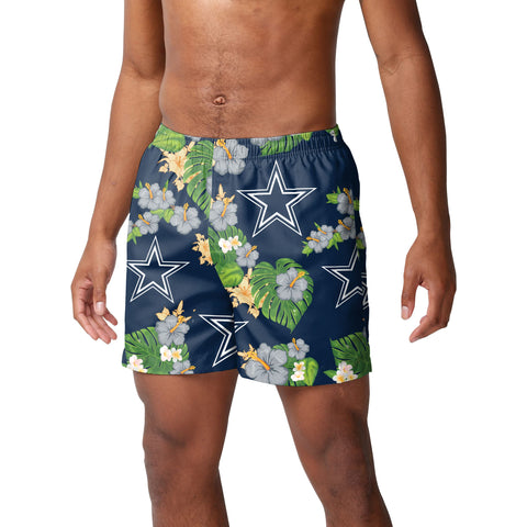 FOCO Dallas Cowboys NFL Mens Floral Slim Fit 5.5" Swimming Suit Trunks
