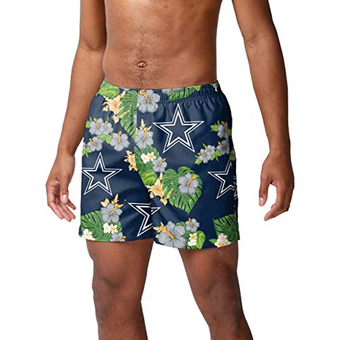 FOCO Dallas Cowboys NFL Mens Floral Slim Fit 5.5" Swimming Suit Trunks