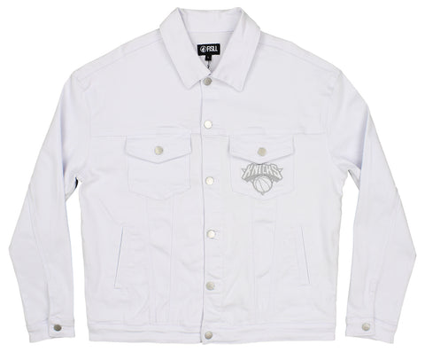 FISLL NBA Men's Denim Jacket w/Tonal Logo - White/Knicks