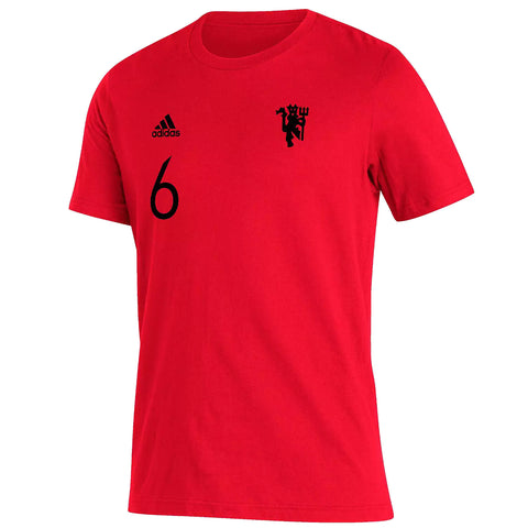 adidas Mens Paul Pogba Mufc - Manchester United Name & Number Amplifier T-Shirt, Red