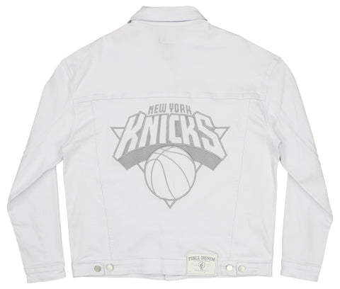 FISLL NBA Men's Denim Jacket w/Tonal Logo - White/Knicks