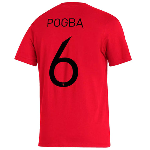 adidas Mens Paul Pogba Mufc - Manchester United Name & Number Amplifier T-Shirt, Red