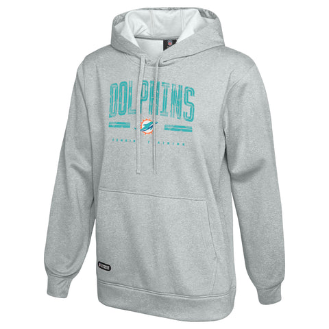 Outerstuff NFL Men's Coin Toss Pullover Performance Fleece Hoodie, Miami Dolphins - Gray