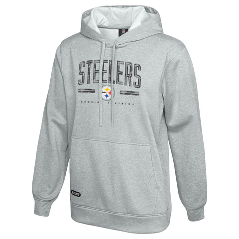 Outerstuff NFL Men's Coin Toss Pullover Performance Fleece Hoodie, Pittsburgh Steelers - Gray
