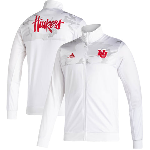 adidas Men's Football Strategy Full-Zip Jacket Nebraska Huskers, White