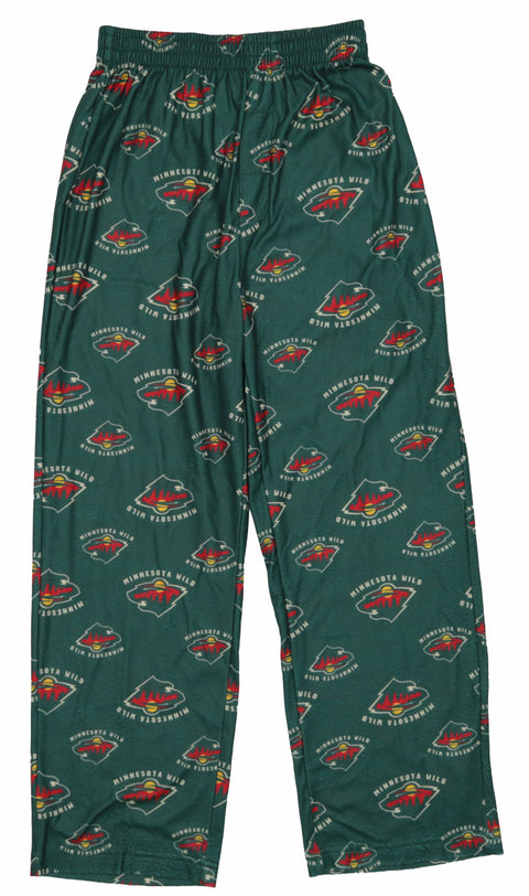 Outerstuff NHL Boys Youth All-Over-Print Lounge Pants Pajama Bottoms - Minnesota Wild