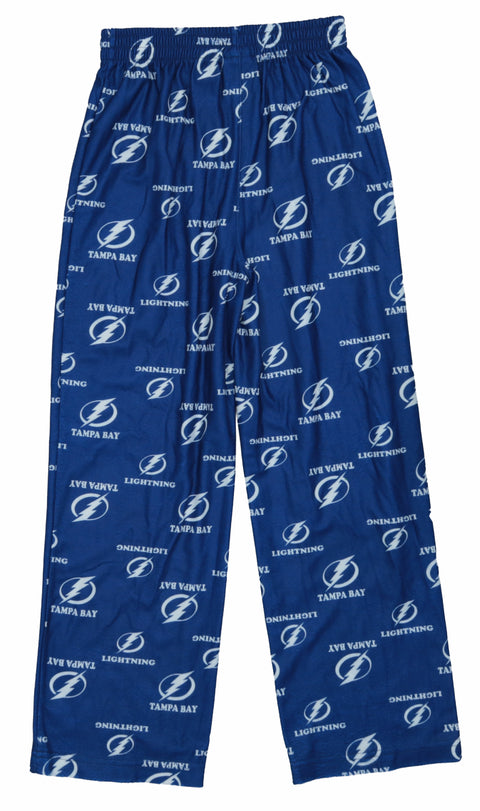 Outerstuff NHL Boys Youth All-Over-Print Lounge Pants Pajama Bottoms - Tampa Bay Lightning