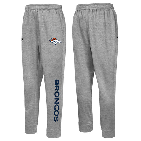 Outerstuff NFL Men's Side Line Elastic Tech Jogger, Denver Broncos, Gray