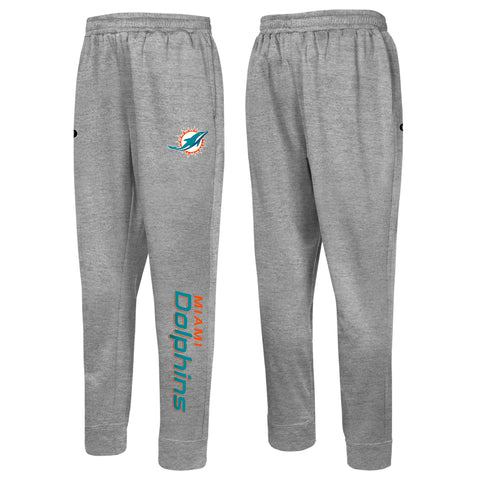 Outerstuff NFL Men's Side Line Elastic Tech Jogger, Miami Dolphins, Gray