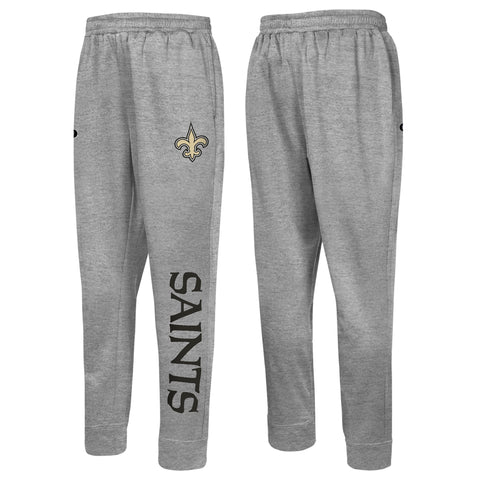 Outerstuff NFL Men's Side Line Elastic Tech Jogger, New Orleans Saints, Gray