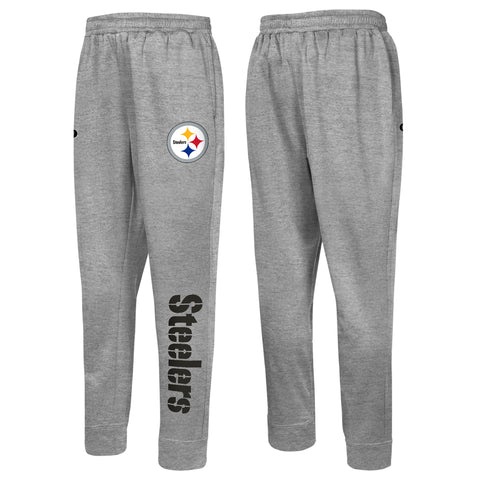 Outerstuff NFL Men's Side Line Elastic Tech Jogger, Pittsburgh Steelers, Gray