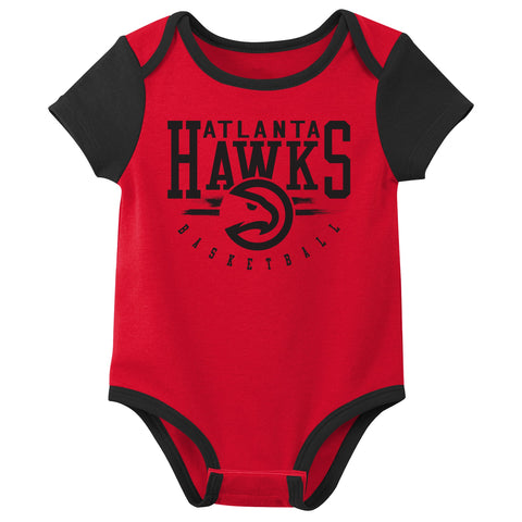 Outerstuff NBA Newborn Baby and Infant Short Sleeve Bodysuit Variety 3-Pack - Atlanta Hawks