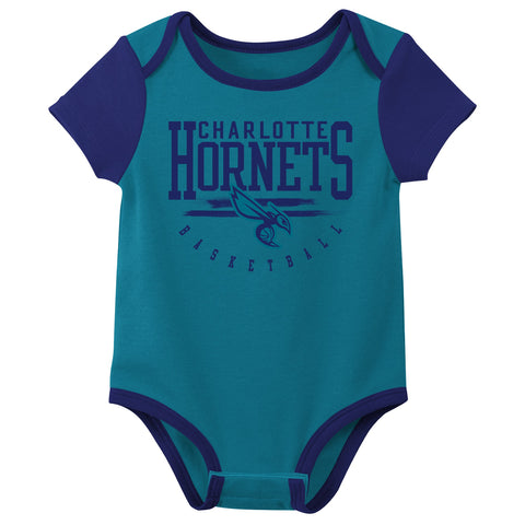 Outerstuff NBA Newborn Baby and Infant Short Sleeve Bodysuit Variety 3-Pack - Charlotte Hornets