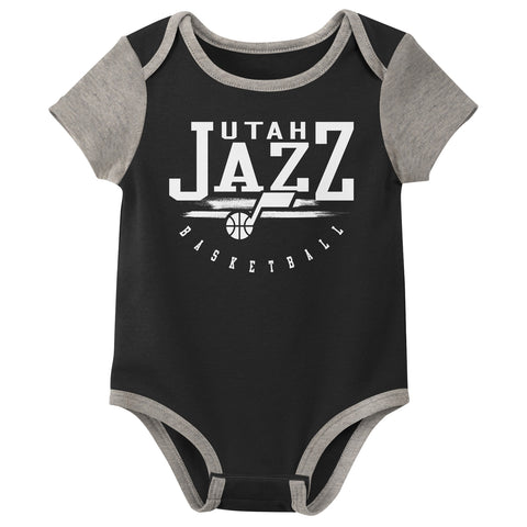 Outerstuff NBA Newborn Baby and Infant Short Sleeve Bodysuit Variety 3-Pack - Utah Jazz