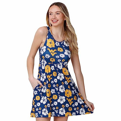 FOCO NCAA West Virginia Fan Favorite Floral Sun Dress - Womens