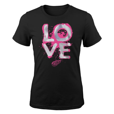 Outerstuff NHL Detroit Red Wings Girls Youth Love Pink Rink Short Sleeve T-Shirt