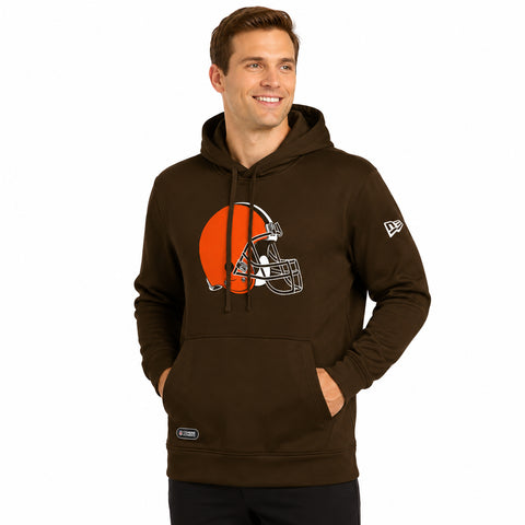 New Era NFL Men's Browns Stadium Logo Pull Over Performance Hoodie, Brown Suede