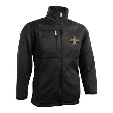 Outerstuff NFL Youth Boys 8-20 Bonded Fleece Full Zip Jacket, Black, New Orleans Saints