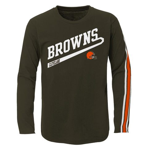 Outerstuff NFL Boys Youth 8-18 Squad 2 Piece Combo, Tee and Long Sleeve Shirt, Cleveland Browns
