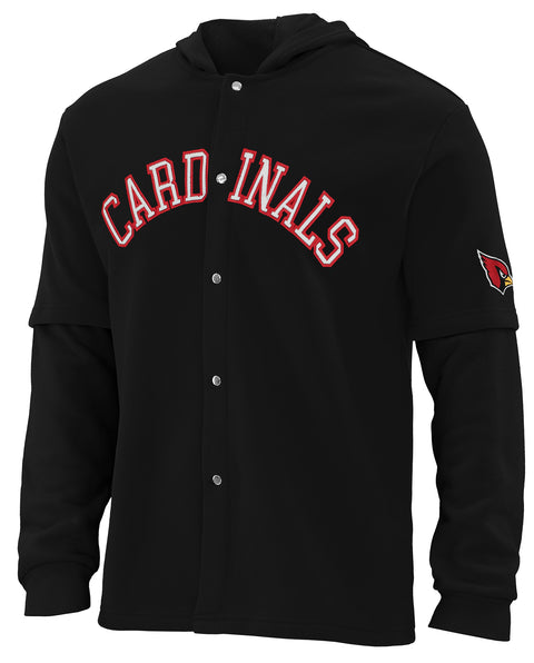 FOCO NFL Arizona Cardinals SMU Long Sleeve Wordmark Button Up With Hood - Mens