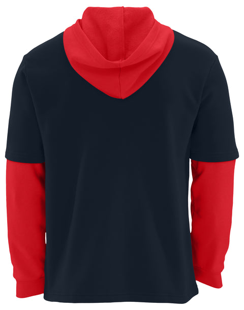 FOCO NFL New England Patriots SMU Long Sleeve Wordmark Button Up With Hood - Mens Team Color