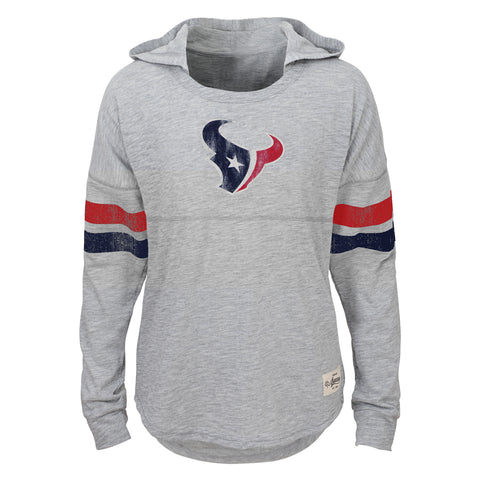 NFL Youth Girls Campus Slouch Hooded Shirt, Houston Texans Grey