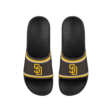 FOCO MLB Printed Team Logo and Color Stripes Comfortable Slide Sandals, San Diego Padres