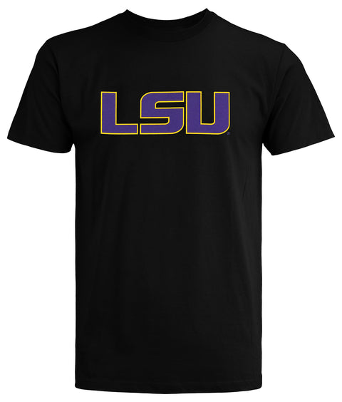Outerstuff NCAA Mens LSU Tigers Black Short Sleeve Primary Logo T-Shirt