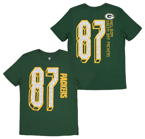 Outerstuff NFL Green Bay Packers Boys Youth Big Numbers Short Sleeve T-Shirt - Jordy Nelson #87