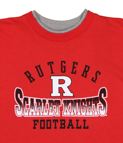 Outerstuff NCAA Football Boys Kids Rutgers Scarlet Knights Faux Layer Long Sleeve T-Shirt