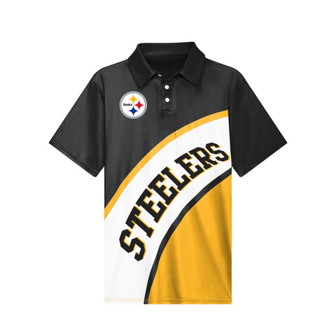 FOCO NFL Pittsburgh Steelers Exclusive Action Curved Polyester Polo - Mens Multi