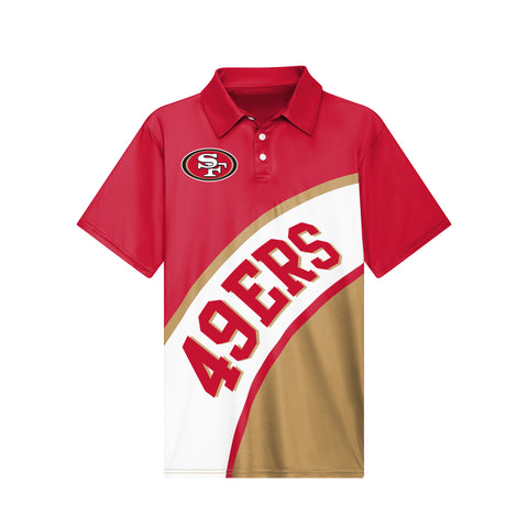 FOCO NFL San Francisco 49ers Exclusive Action Curved Polyester Polo - Mens Multi