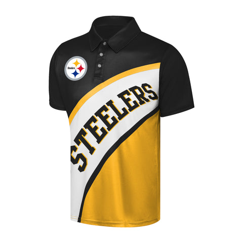 FOCO NFL Pittsburgh Steelers Exclusive Action Curved Polyester Polo - Mens Multi