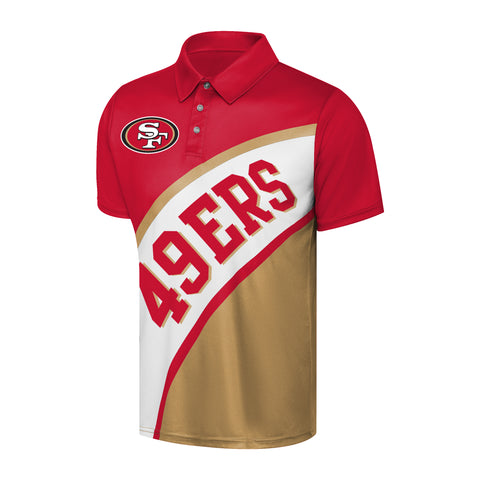 FOCO NFL San Francisco 49ers Exclusive Action Curved Polyester Polo - Mens Multi