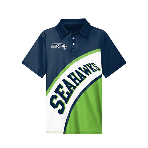 FOCO NFL Seattle Seahawks Exclusive Action Curved Polyester Polo - Mens Multi