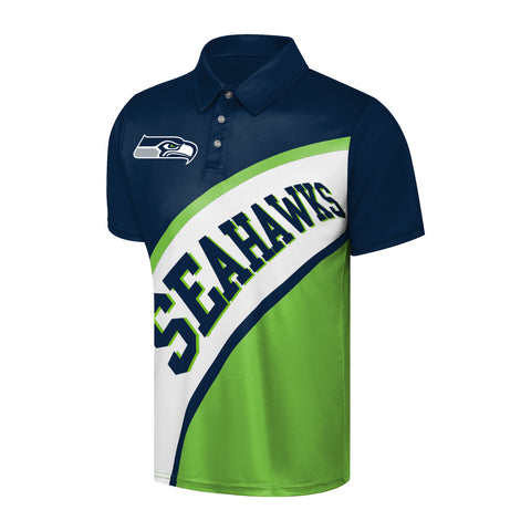 FOCO NFL Seattle Seahawks Exclusive Action Curved Polyester Polo - Mens Multi