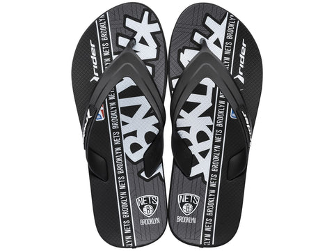 Rider Strike III NBA League, Athletic Flip-Flops for Men, Brooklyn Nets, Black